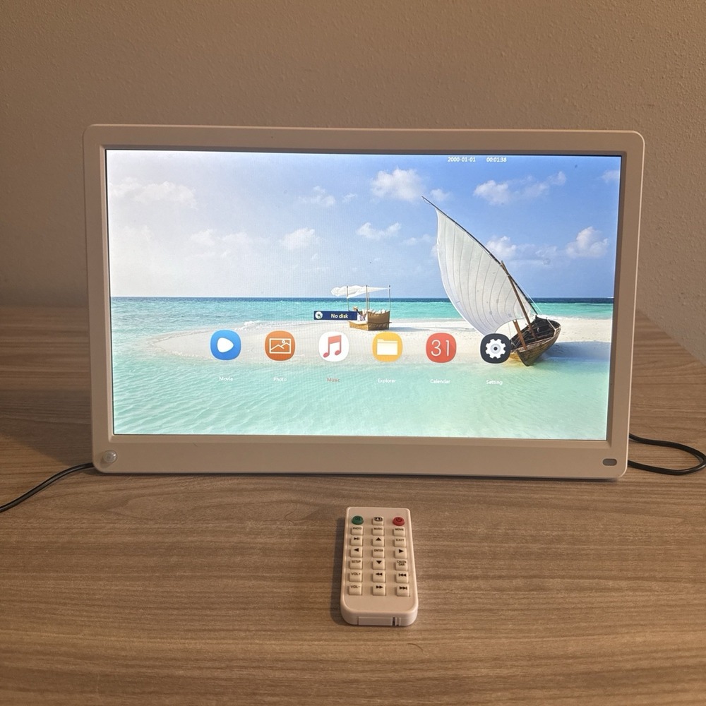 15 Inch Digital Picture Frame W Remote Tested Working White Display